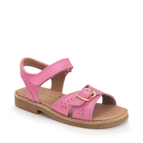 Holiday, Rose pink leather girls rip-tape sandals