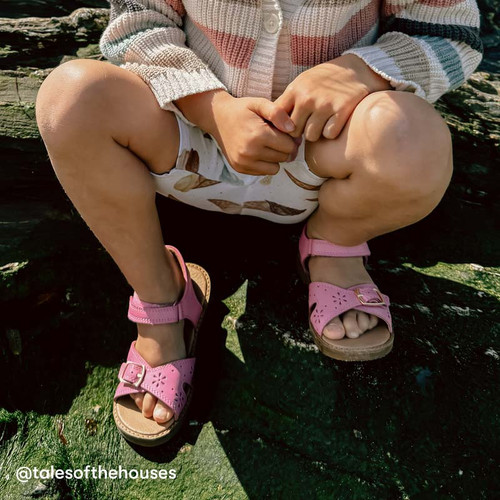 Start-Rite Holiday, Rose pink leather girls rip-tape sandals 5201_6