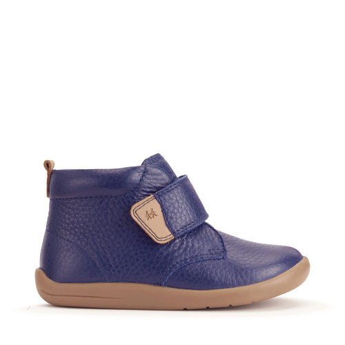 Start-Rite Shoes Totter, French navy leather rip-tape first ankle boots