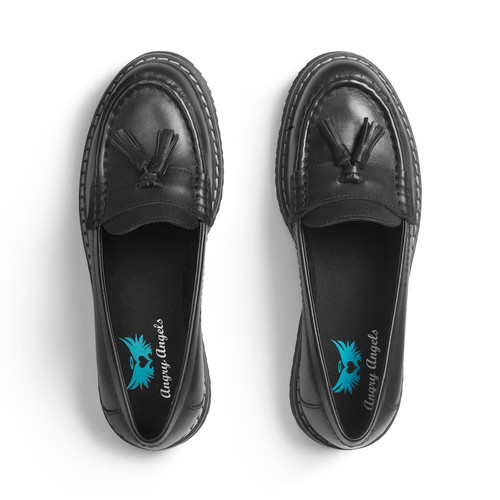 Start-Rite Infinity, Black leather slip-on girls school shoes 3523_7