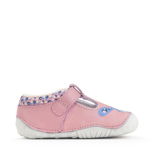 Start-Rite Shoes Little Paws, Pink nubuck/leather bunny girls T-bar buckle pre-walking shoes 