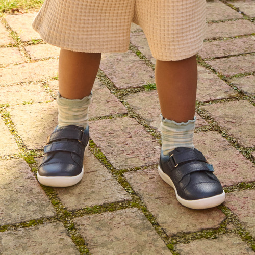 Start-Rite Shoes Playhouse, Navy leather rip-tape first walking shoes