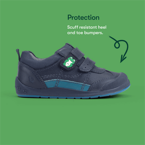 Start-Rite Shoes Hopper, Navy leather rip-tape pre-school shoes 