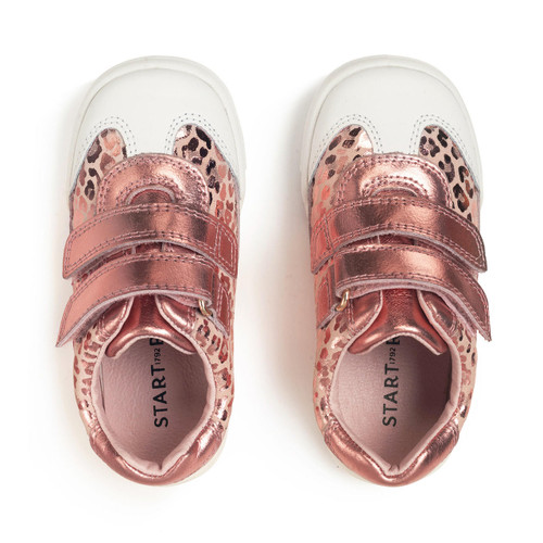 Start-Rite Shoes Roundabout, Rose gold leather girls rip-tape pre-school casual shoes 