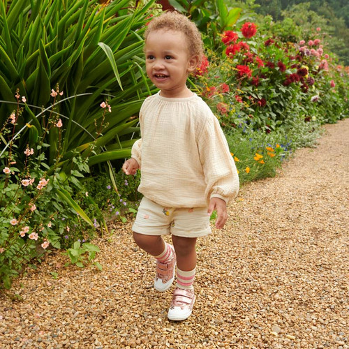 Start-Rite Shoes Roundabout, Rose gold leather girls rip-tape pre-school casual shoes