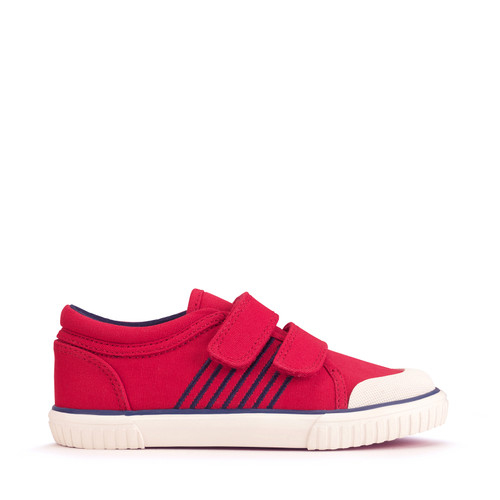 Start-Rite Shoes Sandy Beach, Red closed rip-tape kids canvas shoes
