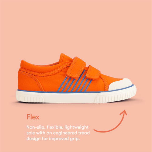 Start-Rite Shoes Sandy Beach, Orange closed rip-tape kids canvas shoes 
