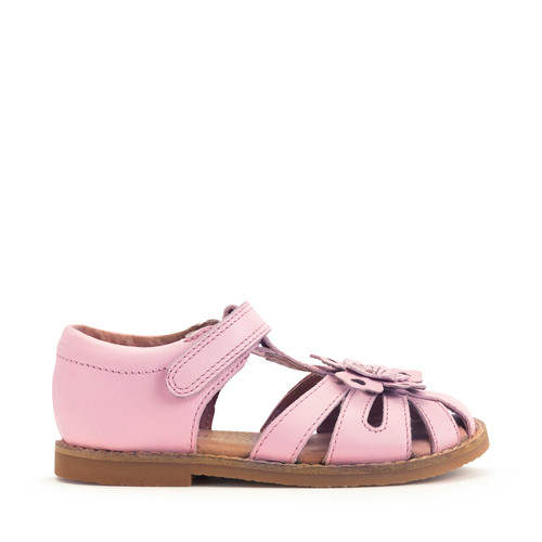 Start-Rite Shoes Flora, Pale pink leather girls rip-tape sandals