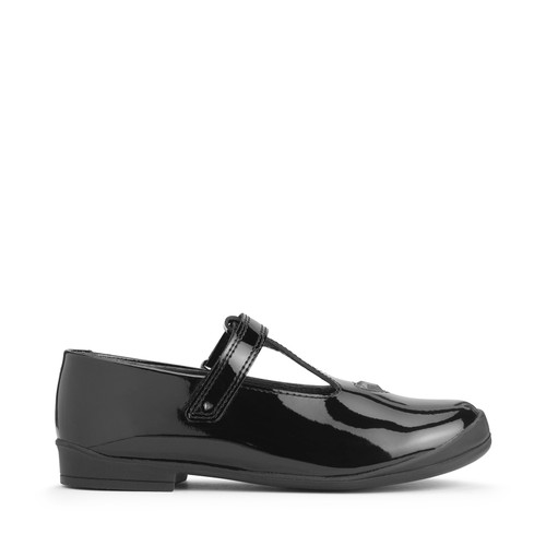 Start-Rite Shoes Spellbound, Black patent girls rip-tape T-bar school shoes