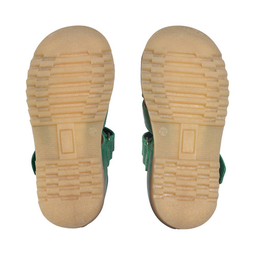 Start-Rite Shoes Dino Park, Green leather rip-tape fisherman sandals 
