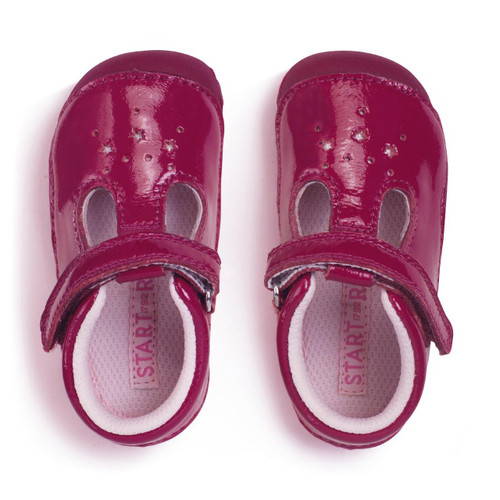 Start-Rite Shoes Tumble, Cherry red patent baby girls rip-tape t-bar pre-walkers 