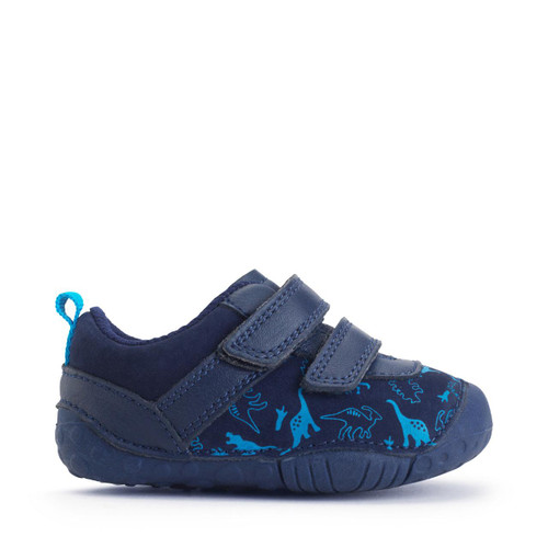 Start-Rite Shoes Roar, French navy dino nubuck/leather rip-tape baby pre-walkers 