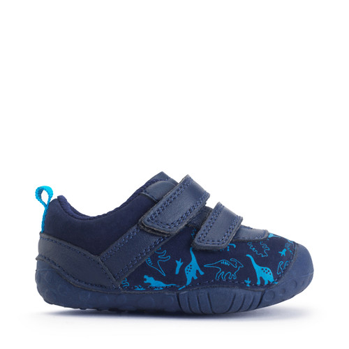 Start-Rite Shoes Roar, French navy dino nubuck/leather rip-tape baby pre-walkers