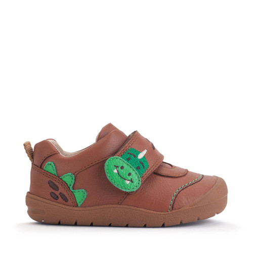 Start-Rite Stampede, Tan leather dino rip-tape boys first walking shoes 0832_0