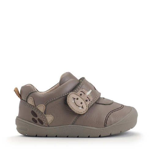 Start-Rite Stampede, Taupe leather dino rip-tape boys first walking shoes 0832_5