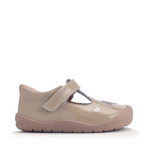 Start-Rite Party, Taupe patent girls rip-tape first walking shoes 0828_5