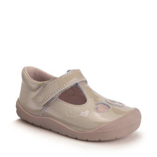 Start-Rite Shoes Party, Taupe patent girls rip-tape first walking shoes 