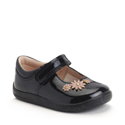 Start-Rite Shoes Fairy Tale, Black patent girls rip-tape first walking shoes 