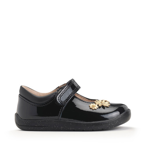 Start-Rite Shoes Fairy Tale, Black patent girls rip-tape first walking shoes