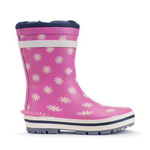 Start-Rite Shoes Little Puddle, Pink daisy girls waterproof slip-on wellies 