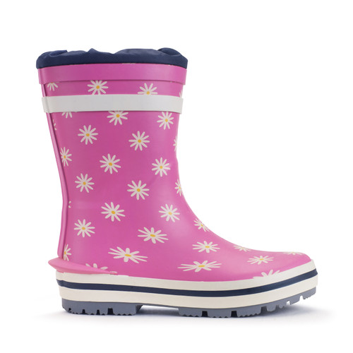Start-Rite Shoes Little Puddle, Pink daisy girls waterproof slip-on wellies