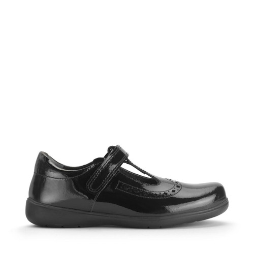 Start-Rite Shoes Hope, Black patent girls rip-tape T-bar school shoes Start-Rite Shoes Hope, Black patent girls rip-tape T-bar school shoes
