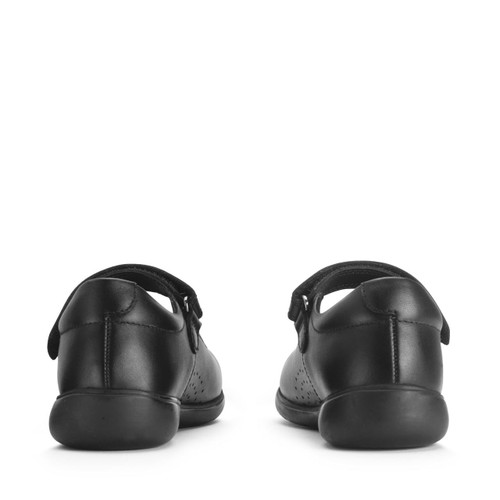 Start-Rite Shoes Glisten, Black leather girls rip-tape school shoes 