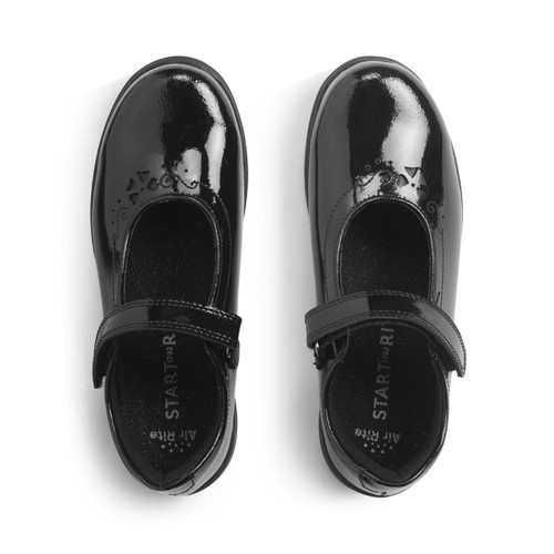 Start-Rite Shoes Glisten, Black patent girls rip-tape school shoes 