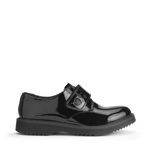 Start-Rite Shoes Elevate, Black patent girls rip-tape closed school shoes