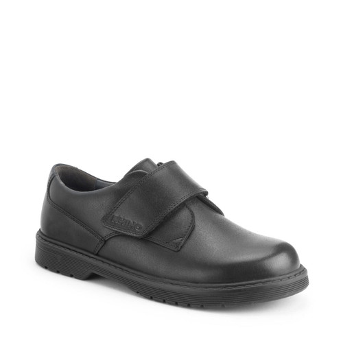 Start-Rite Shoes Glint, Black leather boys rip-tape school shoes 