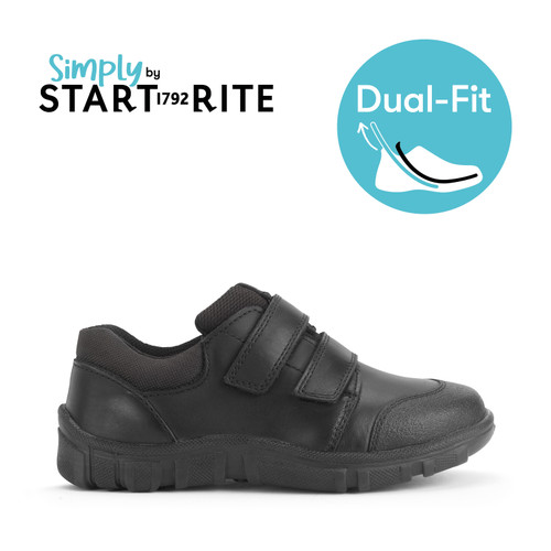 Start-Rite Shoes Topic, Black leather Simply by Start-Rite boys Dual-Fit rip-tape school shoes 2870_7