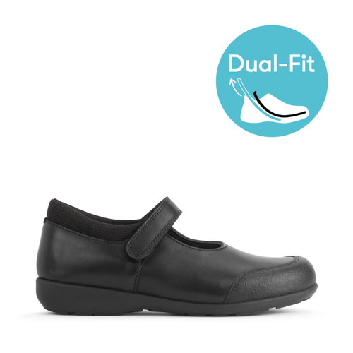 Start-Rite Shoes Grade, Black leather Simply by Start-Rite girls rip-tape Dual-Fit school shoes 