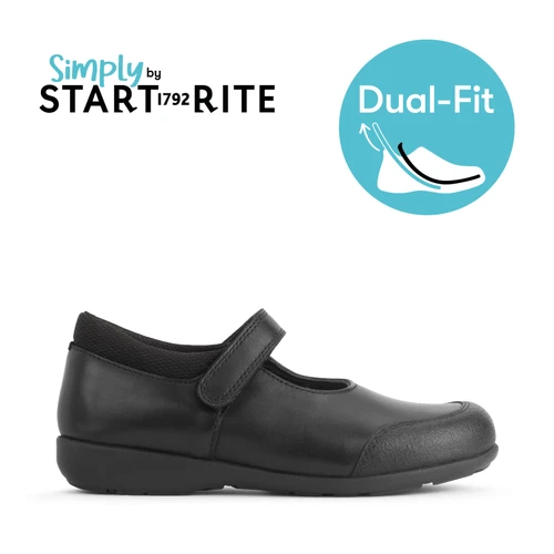 Start-Rite Shoes Grade, Black leather Simply by Start-Rite girls rip-tape Dual-Fit school shoes 2873_7