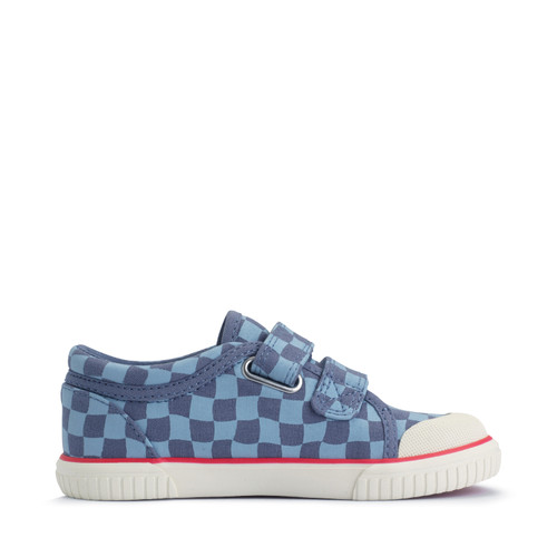 Start-Rite Kicks, Denim blue check kids closed rip-tape canvas shoes 6212_2