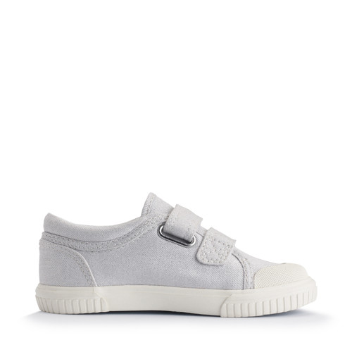 Start-Rite Sandy Beach, Silver glitter daisy girls closed rip-tape canvas shoes 6207_14