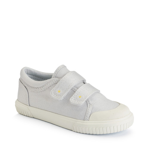 Start-Rite Sandy Beach, Silver glitter daisy girls closed rip-tape canvas shoes 6207_14