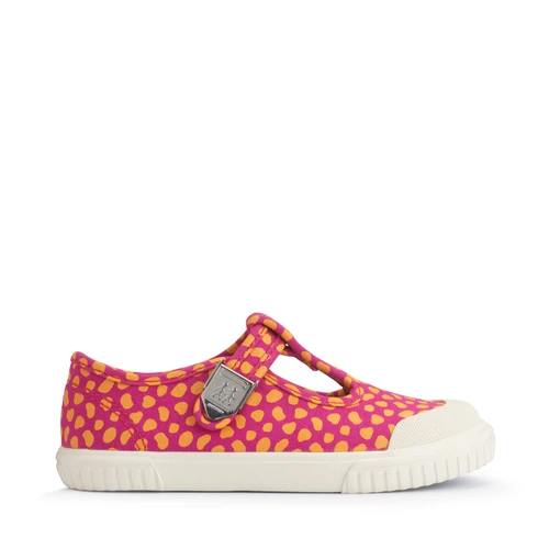 Start-Rite Skipper, Magenta/orange splash girls t-bar buckle canvas shoes 6211_6