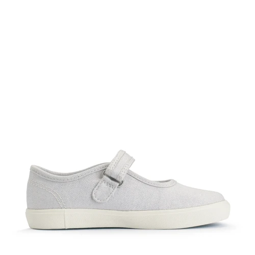 Start-Rite Lemonade, Silver glitter daisy girls single bar rip-tape canvas shoes 6210_4