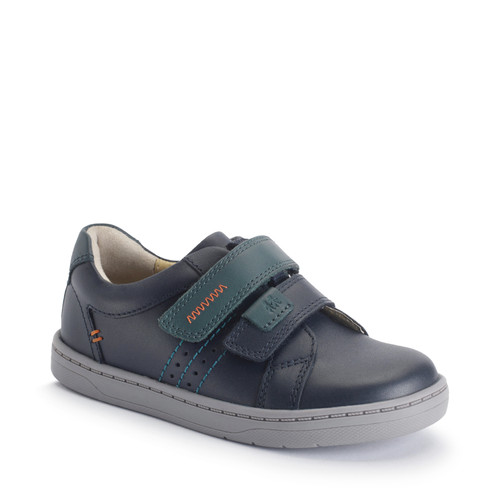 Start-Rite Explore, Navy blue/teal leather boys riptape pre-school shoes 1742_19