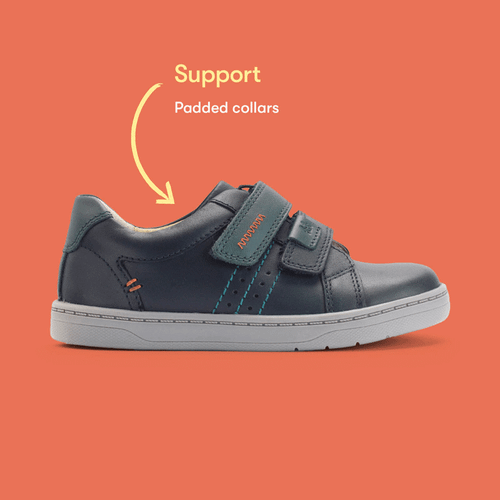 Start-Rite Explore, Navy blue/teal leather boys riptape pre-school shoes 1742_19