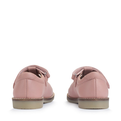 Luxe, Dusky pink leather girls T-bar rip-tape classic shoes