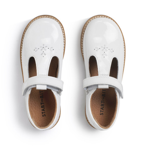 Start-Rite Luxe, White patent girls T-bar rip-tape classic shoes 1758_4