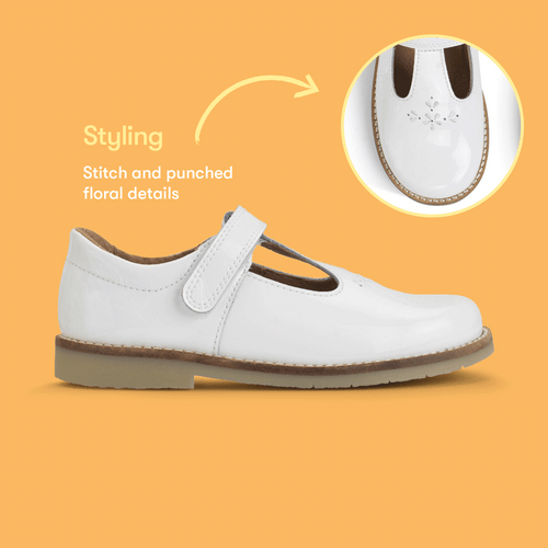 Start-Rite Luxe, White patent girls T-bar rip-tape classic shoes 1758_4