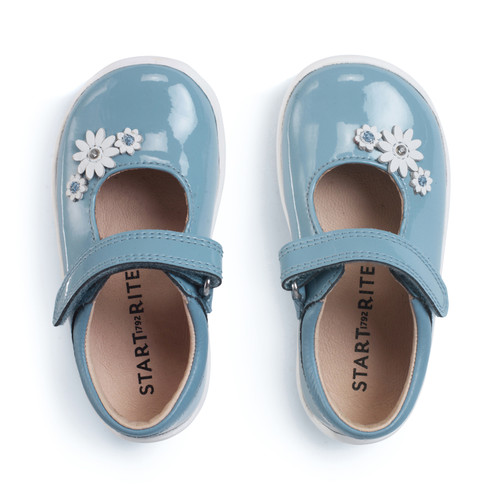 Start-Rite Fairy Tale, Cornflower blue patent girls rip-tape first walking shoes 0780_42