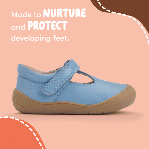 Start-Rite Floret, Cornflower blue leather girls riptape first walking shoes 0840_2