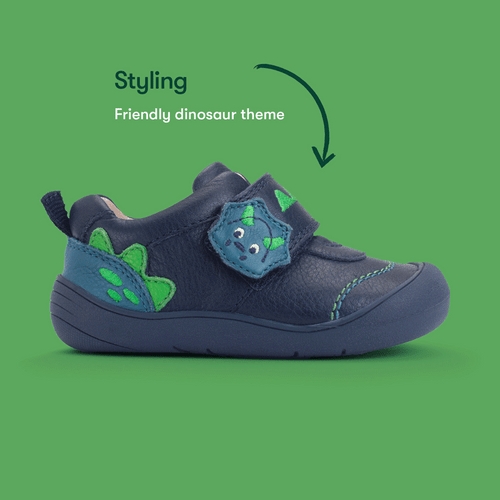 Start-Rite Tread, Navy leather /dino rip-tape first walking shoes 0843_9