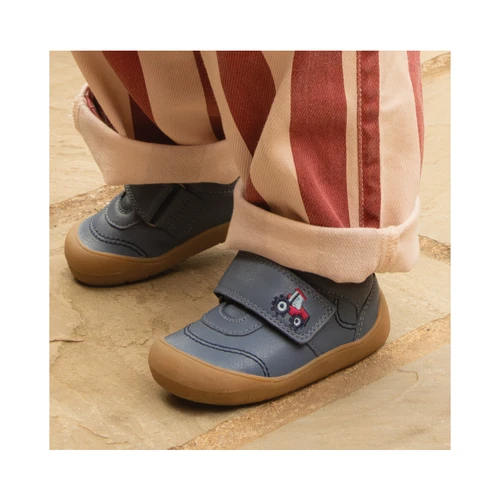 Start-Rite Harvest, Denim blue leather rip-tape baby first walking shoes 0844_2
