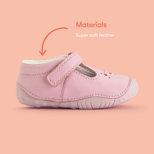 Start-Rite Tumble, Sugar pink leather girls rip-tape t-bar pre-walkers 0761_16