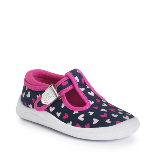 Start-Rite Wriggles, T-bar navy/pink hearts girls buckle first walking shoes 6213_39