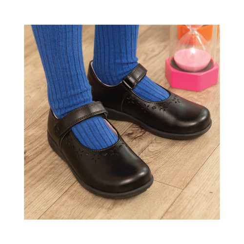 Start-Rite Emily, Black leather girls rip-tape school shoes 1790_7